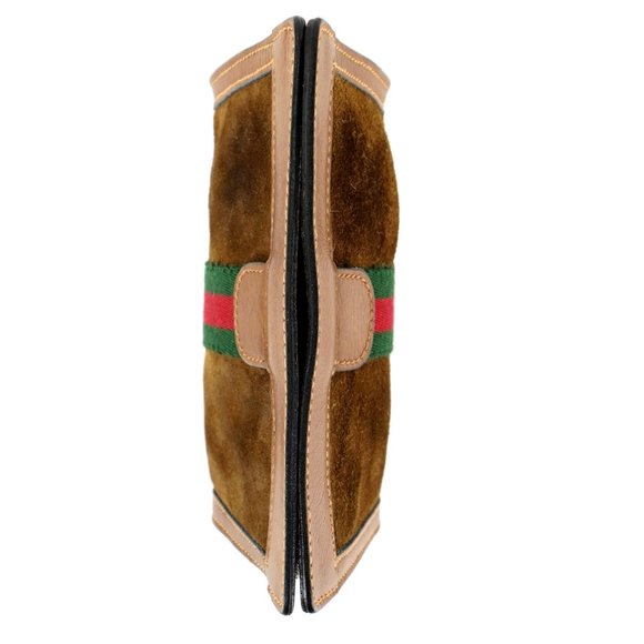 Vintage GUCCI Web Suede Leather Cosmetics Toiletry Travel Bag Italy - Picture 5 of 9